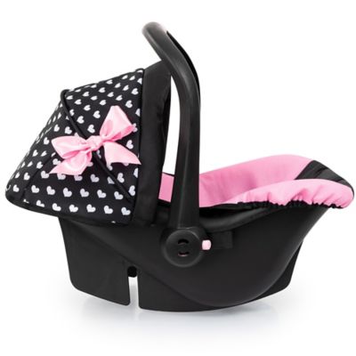 Image showing  Dolls: Deluxe Car Seat, Hearts Black & Pink, Pretend Play Accessory For Dolls