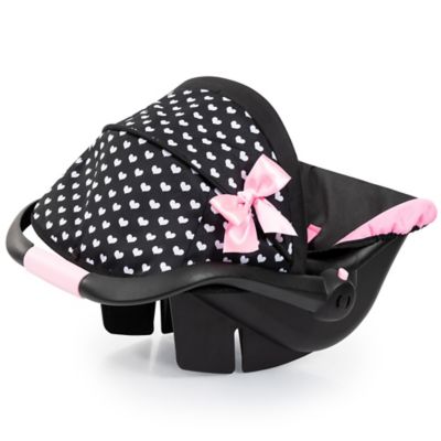 Image showing  Dolls: Deluxe Car Seat, Hearts Black & Pink, Pretend Play Accessory For Dolls