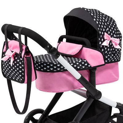 Image showing 6 th Bayer Design Dolls: Pram Xeo: Matching Handbag, Black/Pink