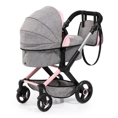 Image showing 3 th Bayer Design Dolls: Pram Xeo: Matching Handbag, Grey/Pink