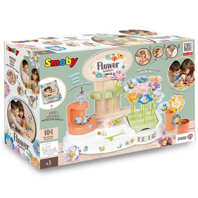 SMOBY Flower Market - Kids DIY 100 pc. Set, Build Your Own Fabric Flower Bouquets, Arts & Crafts For Ages 3+