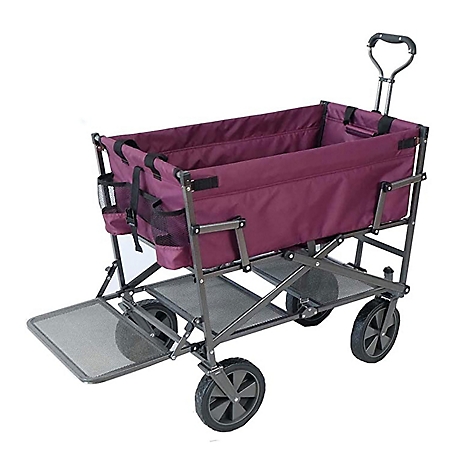 MAC Sports Double Decker Wagon: Collapsible Outdoor Utility Garden Cart, Purple