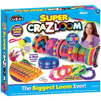 Cra-Z-Loom Super Cra-Z-Loom - DIY Bracelet Loom Kit, 2200 Latex Free Color Bands