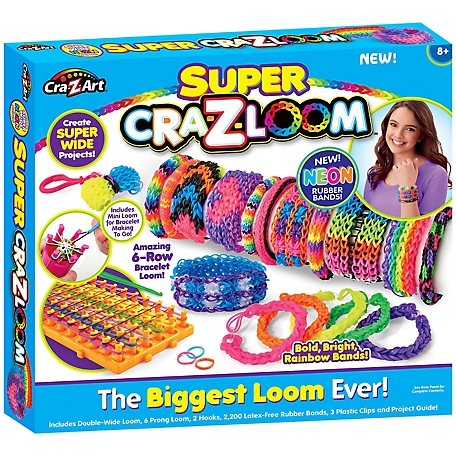 Cra-Z-Loom Super Cra-Z-Loom - DIY Bracelet Loom Kit, 2200 Latex Free Color Bands