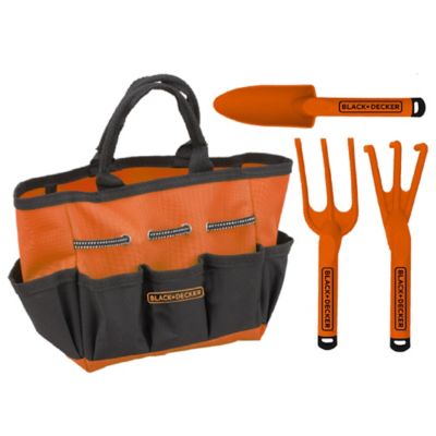 Black & Decker Open Garden Toolbox Complete with Eight Piece Garden Tools Set for Kids