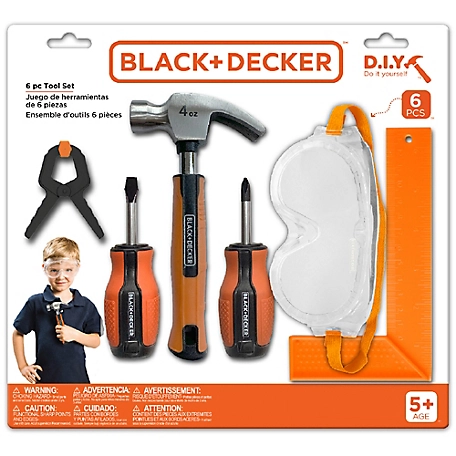 Black & Decker Six Piece Pretend Play Toolset for Kids, for Home DIYs and Creative Learning