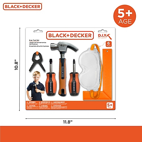 Black & Decker six piece pretend play toolset for kids, for home diys and  creative learning at Tractor Supply Co.