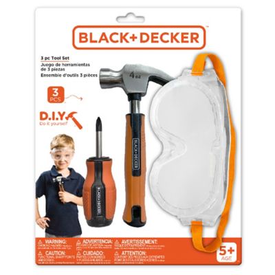 Black & Decker DIY Recycling Bus Kit and Three Piece Pretend Play Toolset Made for Kids Hands