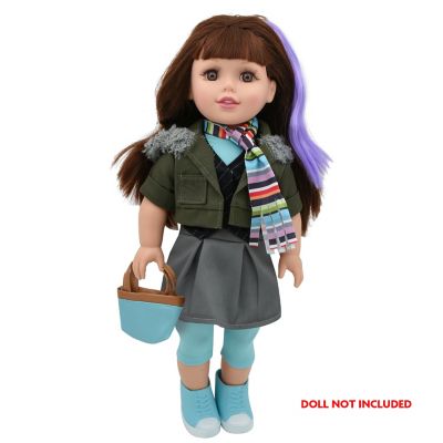 Image showing  18 in. Doll Outfit - Jacket with Scarf - 9 pc. Outfit Set, 8830