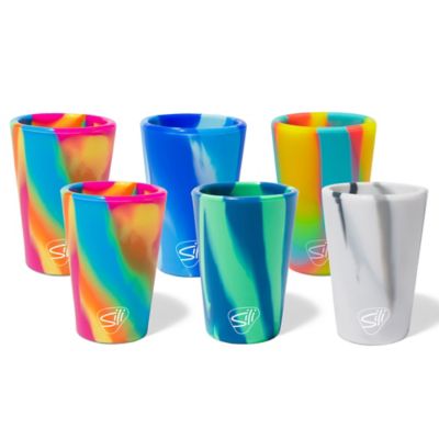 Silipint Silicone Shot-Glass Set: 6 Pack - Sugar Rush, Headwaters, Mountain Marble, Artic Sky & 2 Hippie Hops