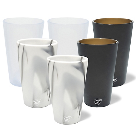 Silipint: Silicone Pint Glasses: 6 Pack - 16 oz., mtn marble smoke icicle