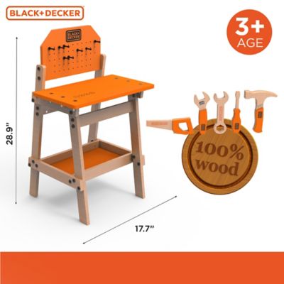 Image showing  And Kids Workbench and 6 pc. Wooden Tool Set for Girls' and Boys, Pretend Play Construction Tools