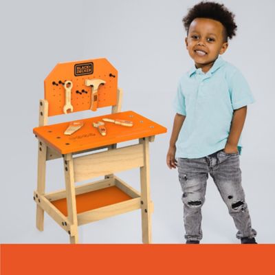 Image showing  And Kids Workbench and 6 pc. Wooden Tool Set for Girls' and Boys, Pretend Play Construction Tools