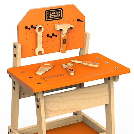 Black & Decker And Kids Workbench and Six pc. Wooden Tool Set for Girls'  and Boys, Pretend Play Construction Tools, WWB002-BD at Tractor Supply Co.