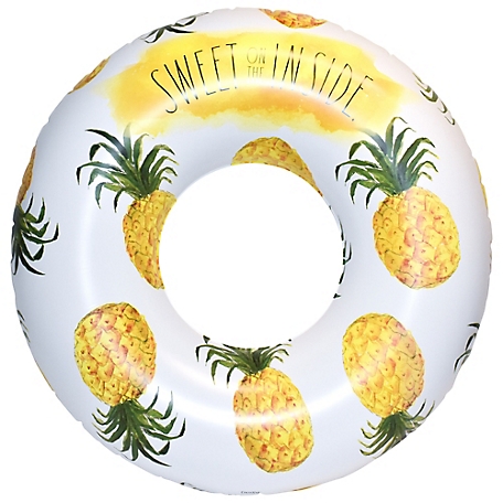 Rae Dunn Sweet on the Inside 48 in. Ring Float - Pineapple Inflatable Jumbo Pool Tube, 38008-PB