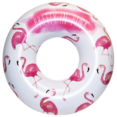Rae Dunn Pretty in Pink 48 in. Ring Float - Flamingo Inflatable Jumbo Pool Tube, 38008-PA
