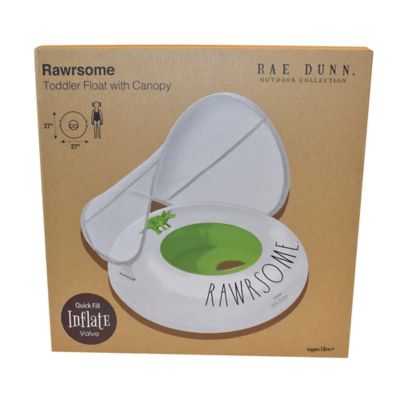 Image showing 9 th Rae Dunn Rawrsome -Toddler Float with Canopy, 27 in. Inflatable Water Ring, Coconut Float, 38001N
