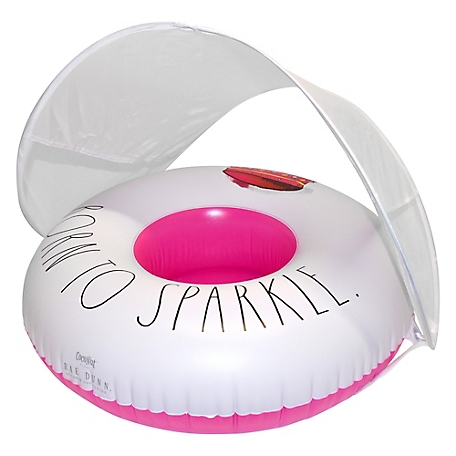 Rae Dunn Born to Sparkle -Toddler Float with Canopy, 27 in. Inflatable Water Ring Removable Canopy, 38001M