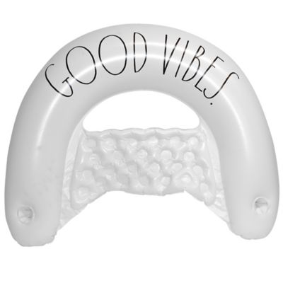 Rae Dunn Good Vibes Chair Lounger -55 in. x 36 in. Water & Pool Inflatable, Coconut Float, 38018I