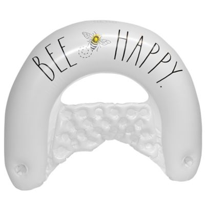 Rae Dunn Bee Happy Chair Lounger - 55 in. x 36 in. Water & Pool Inflatable, Coconut Float, 38018H