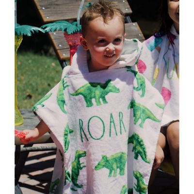 Image showing  Roar Kids Hooded Towel & 12 in. Beach Ball - Dinosaur 48 in. x 24 in. Poncho