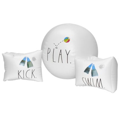 Rae Dunn Swim Kick Play Water Wings & 12 in. Beach Ball -Coconut Float, Water Inflatable, 38016B