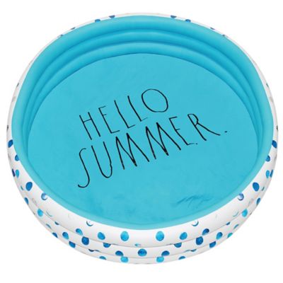 Rae Dunn Hello Summer Aqua Poka Dots -46 in. Mini Pool, Coconut Float, Outdoor Inflatable, 38013J