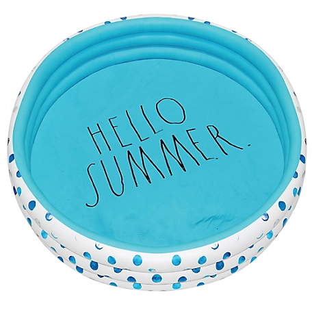 Rae Dunn Hello Summer Aqua Poka Dots -46 in. Mini Pool, Coconut Float, Outdoor Inflatable, 38013J