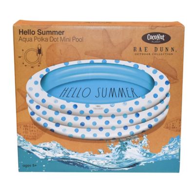 Image showing 5 th Rae Dunn Dunn: Hello Summer Aqua Poka Dots -46 in. Mini Pool, Coconut Float, Outdoor Inflatable, 38013J
