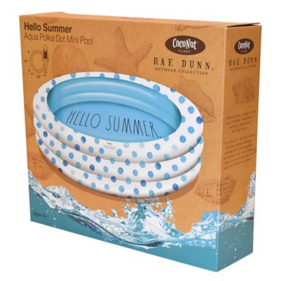 Image showing 6 th Rae Dunn Dunn: Hello Summer Aqua Poka Dots -46 in. Mini Pool, Coconut Float, Outdoor Inflatable, 38013J