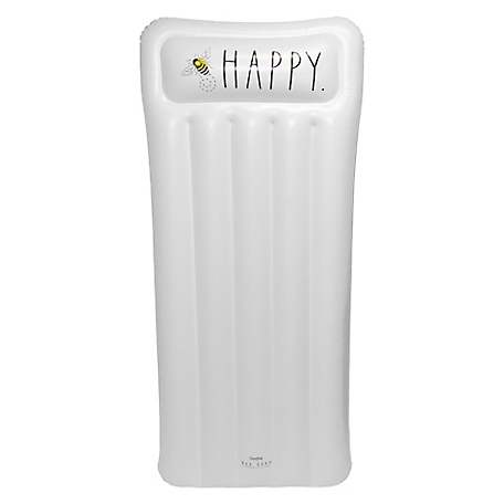 Rae Dunn Bee Happy Lounger - 68 x 28 in. Pool Float, Coconut Float, Inflatable Water Accessory, 38009D