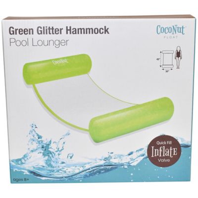 Image showing 7 th Coconut Float Float: Glitter Hammock Pool Lounger - 49 in. x 30 in. Inflatable Drifter, 30050