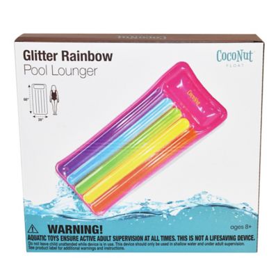 Image showing  Float: Glitter Rainbow Pool Lounge - 68 in. x 28 in.Inflatable Water Raft, Anti-Leak, 30045