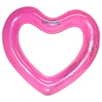 Coconut Float Float: Glitter Heart Pool Float - 48 in. x 40 in., Inflatable 48 in. Jumbo Ring, 30032
