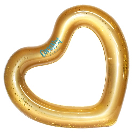 Coconut Float Float: Glitter Heart Pool Float - 48 in. x 40 in., Inflatable 48 in. Jumbo Ring, 30030