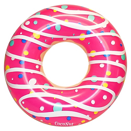 Coconut Float Float: Pink Sprinkled & Glazed Donut - 48 in. Pool Ring Inflatable, Anti-Leak, Durable, 30020