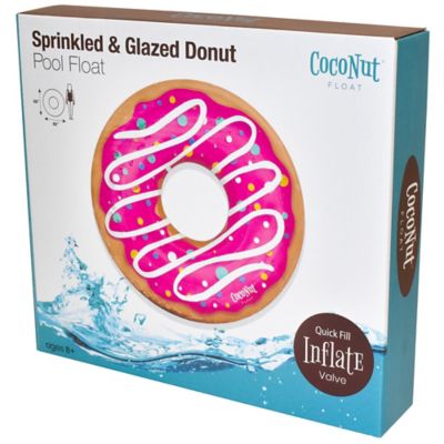 Image showing  Float: Pink Sprinkled & Glazed Donut - 48 in. Pool Ring Inflatable, Anti-Leak, Durable, 30020