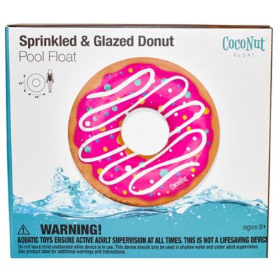 Image showing 5 th Coconut Float Float: Pink Sprinkled & Glazed Donut - 48 in. Pool Ring Inflatable, Anti-Leak, Durable, 30020