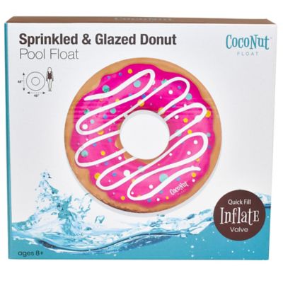 Image showing 6 th Coconut Float Float: Pink Sprinkled & Glazed Donut - 48 in. Pool Ring Inflatable, Anti-Leak, Durable, 30020