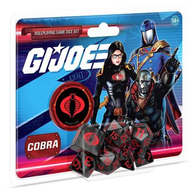Renegade Game Studios G.I. Joe Roleplaying Game: 8 pc. Cobra Dice Set, 7 Dice, 1 D2 Coin, RPG Accessory