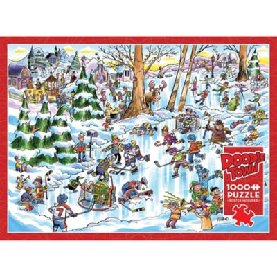 Image showing  Cobble Hill DoodleTown: Hockey Town - 1000 pc. Puzzle