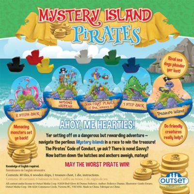 Image showing  Mystery Island Pirates - Tile Game, By Outset Media, A Wild & Wacky Race For Treasure, For 2-6 Players, Ages 5+