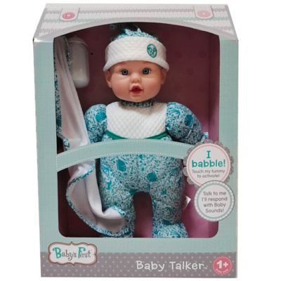 Baby's First Goldberger Baby's First Baby Talker Interactive Baby Doll with Teal Outfit & Matching Cap