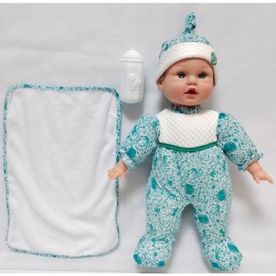 Image showing  Goldberger Baby's First Baby Talker Interactive Baby Doll with Teal Outfit & Matching Cap