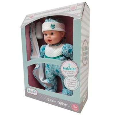Image showing  Goldberger Baby's First Baby Talker Interactive Baby Doll with Teal Outfit & Matching Cap