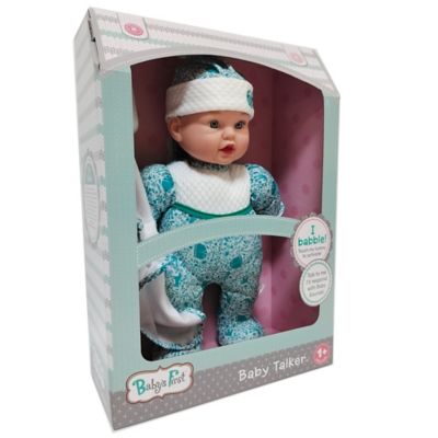 Image showing 5 th Baby's First Goldberger Baby's First Baby Talker Interactive Baby Doll with Teal Outfit & Matching Cap