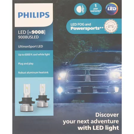 Philips UltinonSport Fog Light and Powersport LED 9008 Automotive Work Lights