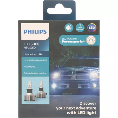 Philips Fog Light and Powersport LED UltinonSport H3 Automotive Work Lights