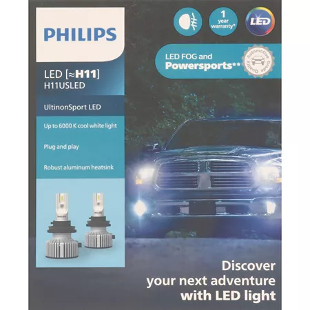 Philips Fog Light and Powersport LED UltinonSport H11 Automotive Work Lights