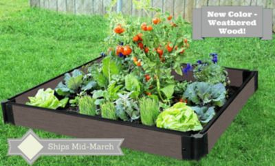 Image showing  Weathered Wood Raised Garden Bed 4 ft. x 4 ft. x 5.5 in. - 1 in. Profile, 300001425